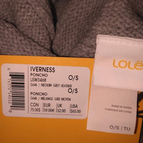 Lole Inverness Poncho Grey Heather - Picture 2 of 4